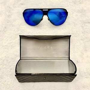 Gucci GG 2252/S Oversized Mirrored Aviator Sunglasses - “Ricky Martin” w/ case